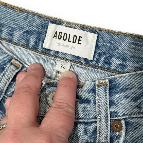 AGOLDE Relaxed Boot Jeans in Curio Size 25 Mid Rise Raw Hem Button Fly - Picture 6 of 13